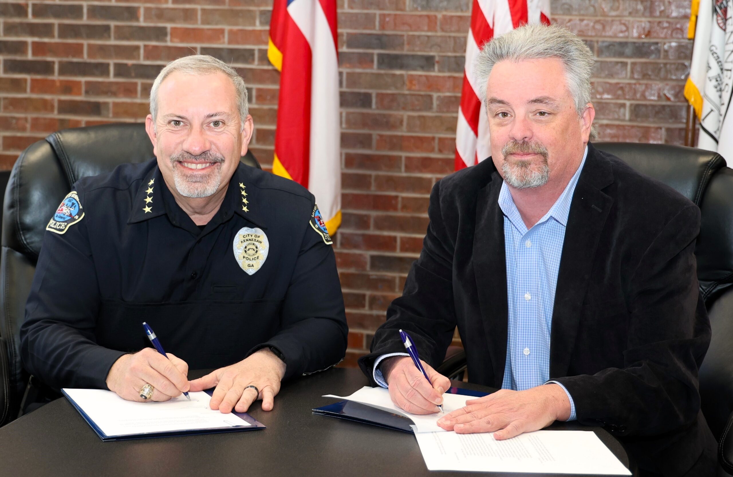 Kennesaw Chief of Police Bill Westenberger and Dr. Duanne Thompson, Executive Director, Reinhardt Public Safety Institute